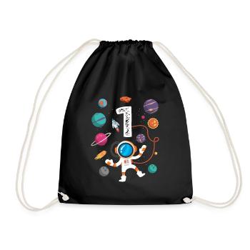 1st Birthday Astronaut Space 1 year old - Drawstring Bag - black - Front