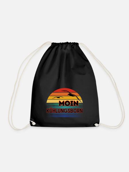 Moin Kühlungsborn mit Möwe im Retro Style - Turnbeutel - Schwarz