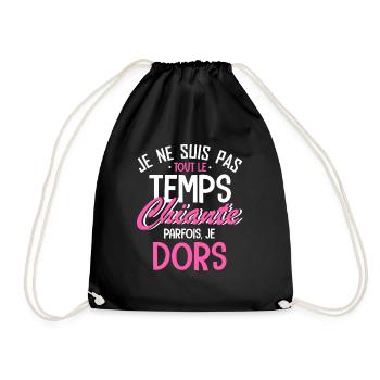 je ne suis pas tout le temps chiante - Drawstring Bag - black - Front