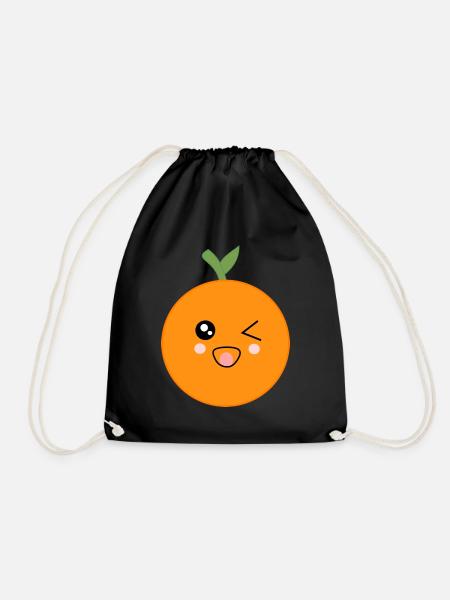 Kawaii Orangen Kawaii Früchte Kawaii Obst - Turnbeutel - Schwarz