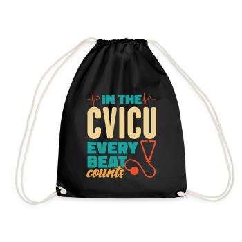 In The CVICU Every Beat Counts - CVICU Nurse - Drawstring Bag - black - Front