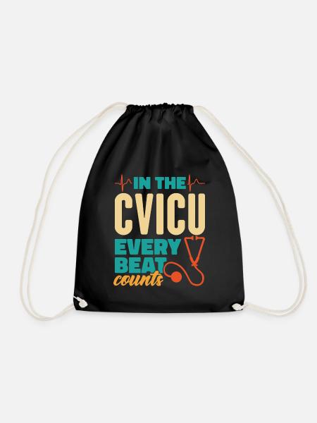 In The CVICU Every Beat Counts - CVICU Nurse - Drawstring Bag - black