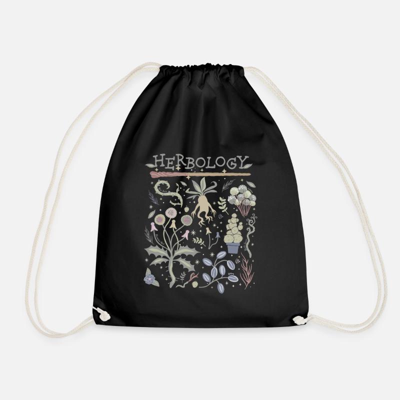 Harry Potter Herbology Botanical Herbs Design - Drawstring Bag - black