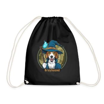Magischer Windhund im Zauberer Outfit für Zauberer - Turnbeutel - Schwarz - Vorne