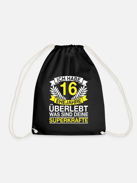 16 Ehejahre Überlebt 16 Hochzeitstag Geschenk - Turnbeutel - Schwarz
