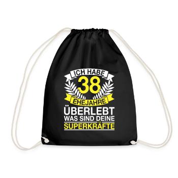 38 Ehejahre Überlebt 38 Hochzeitstag Geschenk - Turnbeutel - Schwarz - Vorne