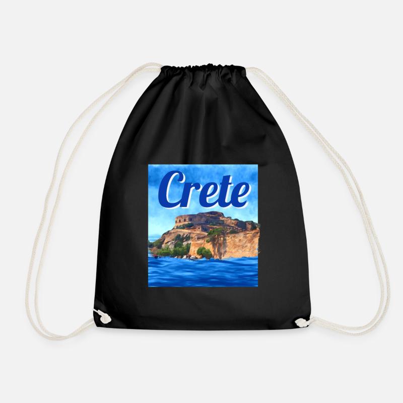 Crete Island Summer Holiday Gift Idea - Drawstring Bag - black