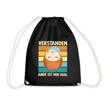 Verstanden- Aber ist mir egal Eule - Turnbeutel - Schwarz - Vorne