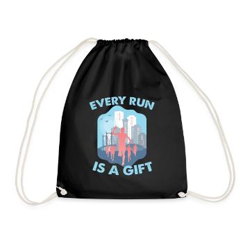 Every run is a gift - Turnbeutel - Schwarz - Vorne