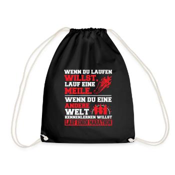 Marathon: Lerne eine andere Welt kennen! - Turnbeutel - Schwarz - Vorne