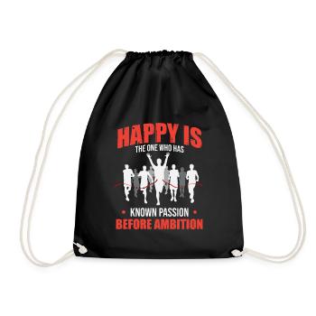 Half marathon: passion before ambition - Drawstring Bag - black - Front