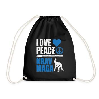 Love Peace and Krav Maga - Turnbeutel - Schwarz - Vorne