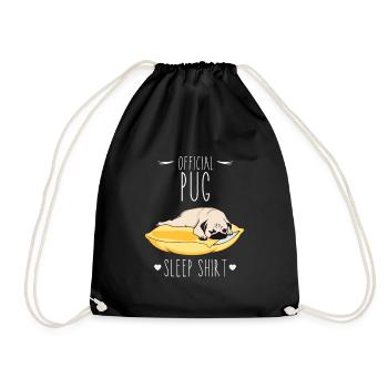 Official Pug Sleep Shirt - Drawstring Bag - black - Front