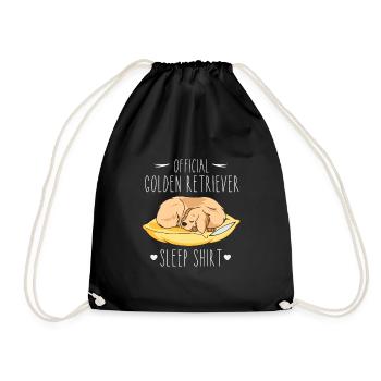 Official Golden Retriever Sleep Shirt - Drawstring Bag - black - Front
