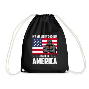 Dog: Security System Made In America - Drawstring Bag - black - Front