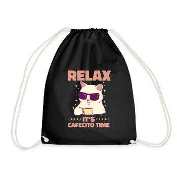 Cafecito Lover Drinking Cafecito Mix Cuban Coffee - Drawstring Bag - black - Front