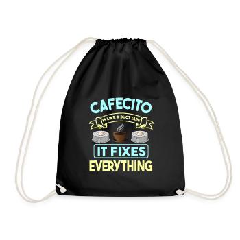Cafecito Lover Drinking Cafecito Mix Cuban Coffee - Drawstring Bag - black - Front