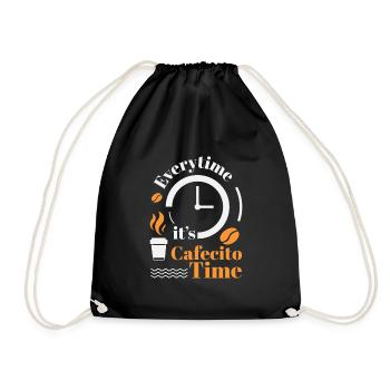 Cafecito Lover Drinking Cafecito Mix Cuban Coffee - Drawstring Bag - black - Front