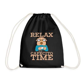 Cafecito Lover Drinking Cafecito Mix Cuban Coffee - Drawstring Bag - black - Front