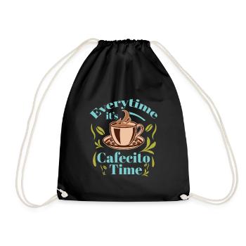 Cafecito Lover Drinking Cafecito Mix Cuban Coffee - Drawstring Bag - black - Front