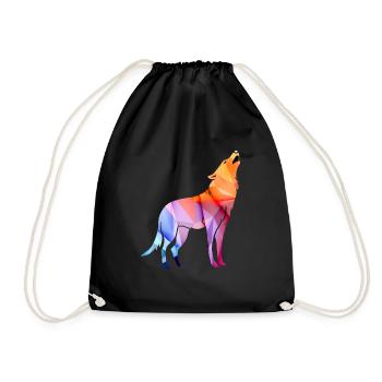 Heulender Polygon Wolf - Turnbeutel - Schwarz - Vorne