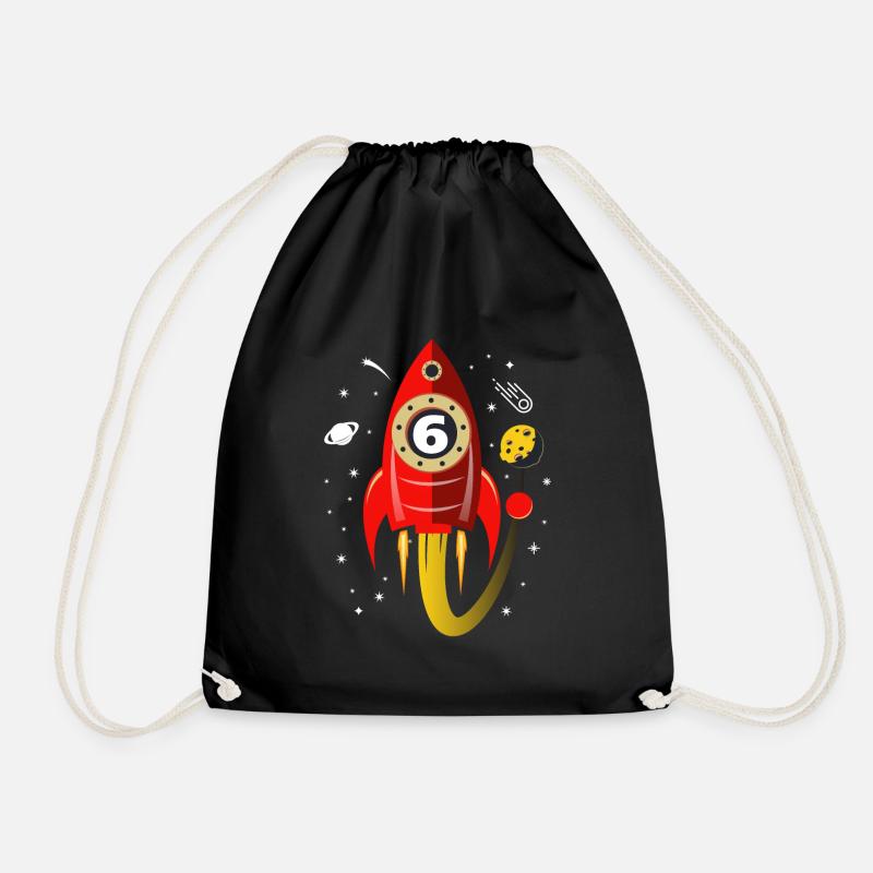 6 Jahre Geburtstag Rakete Geschenk - Turnbeutel - Schwarz