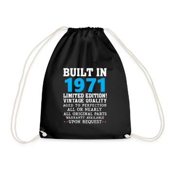 Built in 1971 - Built in 1971 - Drawstring Bag - black - Front
