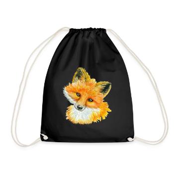 Fox-Aquarell-wildes Tier-Liebhaber-Geschenk-Idee - Turnbeutel - Schwarz - Vorne