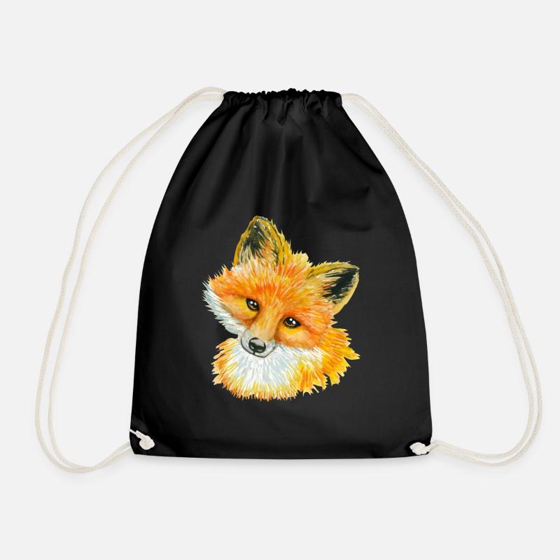Fox-Aquarell-wildes Tier-Liebhaber-Geschenk-Idee - Turnbeutel - Schwarz