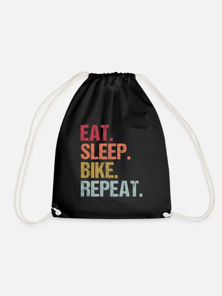 Eat Sleep Bike Repeat Fahrradfahrer Geschenkidee - Turnbeutel - Schwarz