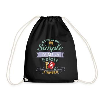 J´aime la belote et l apéro cadeau - Sac de sport léger - noir - Devant