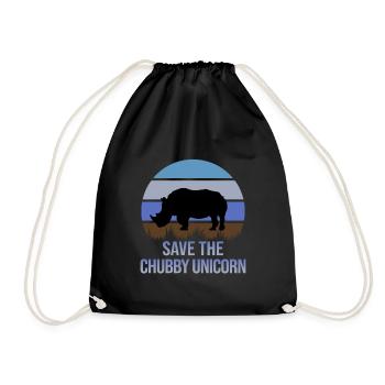 Sauvez la licorne potelé drôle rhinocéros Chibby Licorne - Sac de sport léger - noir - Devant
