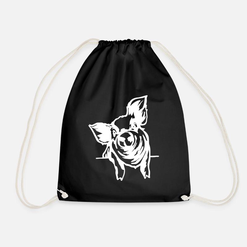 pig - Drawstring Bag - black