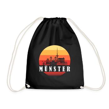 Münster Retro Skyline - Turnbeutel - Schwarz - Vorne