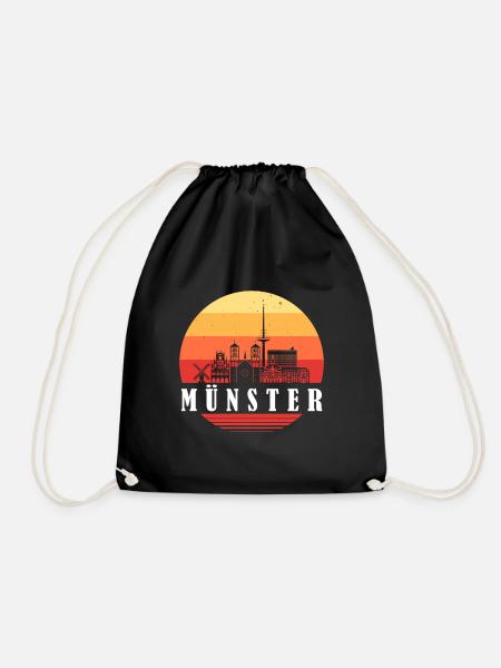 Münster Retro Skyline - Turnbeutel - Schwarz