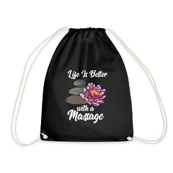 Massagetherapie Das Leben ist besser mit einer Massage - Turnbeutel - Schwarz - Vorne