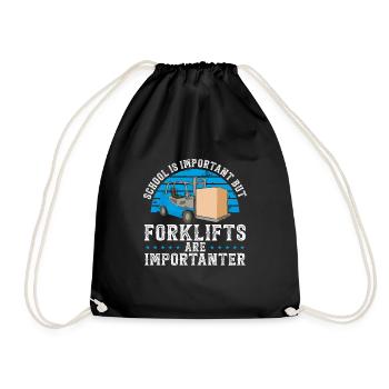 Forklift Driver Gift - Drawstring Bag - black - Front