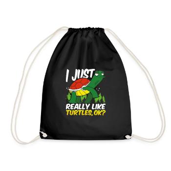 Just Really Love Turtles Turtle Lover - Drawstring Bag - black - Front