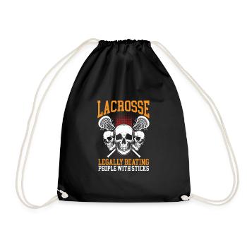 Legally Beating People With Sticks Lacrosse Player - Drawstring Bag - black - Front