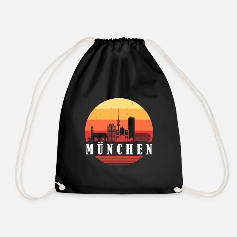 München Retro Skyline - Turnbeutel - Schwarz