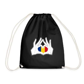 Rumänien Hand Herz Flagge - Turnbeutel - Schwarz - Vorne