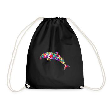 Delfin Mosaik Bunt - Turnbeutel - Schwarz - Vorne