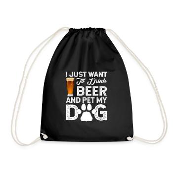 ICH MÖCHTE NUR BIER TRINKEN UND MEINEN HUND STREICHELN - Turnbeutel - Schwarz - Vorne
