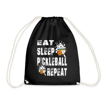 pickleball, t-shirt, - Drawstring Bag - black - Front