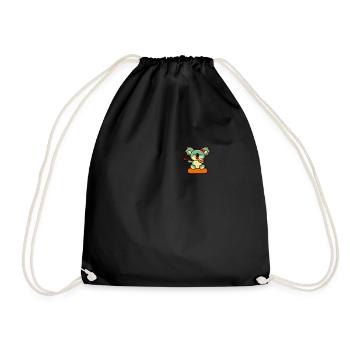 Koala Retro Pocket Design eats with chopsticks - Drawstring Bag - black - Front