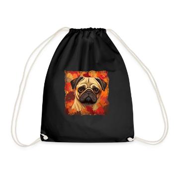 Carlin d’automne: Feuillage coloré et feuilles dans le vert - Sac de sport léger - noir - Devant