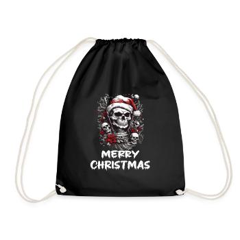 Skull in Christmas Design Christmas Outfit - Drawstring Bag - black - Front