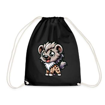 Bande dessinée de hyène mignonne et conception de dessins animés - Sac de sport léger - noir - Devant