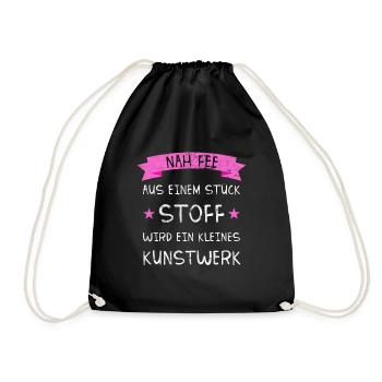 Nähen Näh Fee T-Shirt I Geschenk für Näherinnen - Turnbeutel - Schwarz - Vorne
