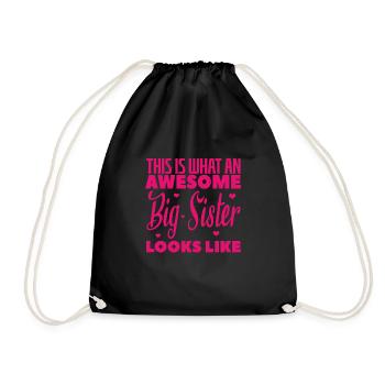 Awesome Big Sister - Drawstring Bag - black - Front